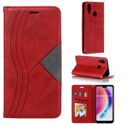 Retro S Streak Magnetic Leather Wallet Phone Case for Huawei P20 Lite - Red