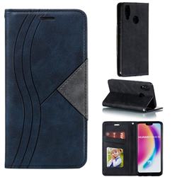 Retro S Streak Magnetic Leather Wallet Phone Case for Huawei P20 Lite - Blue