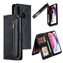 Multifunction 9 Cards Leather Zipper Wallet Phone Case for Huawei P20 Lite - Black