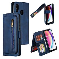 Multifunction 9 Cards Leather Zipper Wallet Phone Case for Huawei P20 Lite - Blue