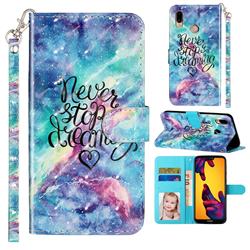 Blue Starry Sky 3D Leather Phone Holster Wallet Case for Huawei P20 Lite