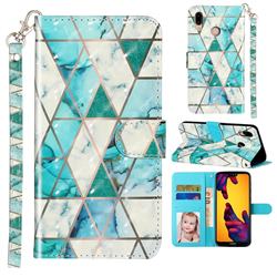 Stitching Marble 3D Leather Phone Holster Wallet Case for Huawei P20 Lite