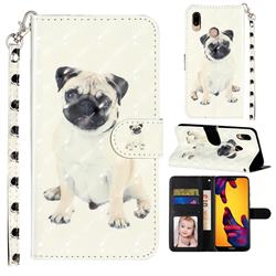 Pug Dog 3D Leather Phone Holster Wallet Case for Huawei P20 Lite