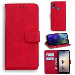 Retro Classic Skin Feel Leather Wallet Phone Case for Huawei P20 Lite - Red