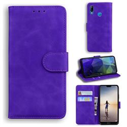 Retro Classic Skin Feel Leather Wallet Phone Case for Huawei P20 Lite - Purple