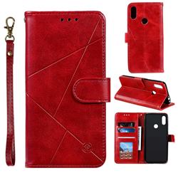 Embossing Geometric Leather Wallet Case for Huawei P20 Lite - Red