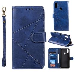 Embossing Geometric Leather Wallet Case for Huawei P20 Lite - Blue