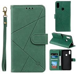Embossing Geometric Leather Wallet Case for Huawei P20 Lite - Green