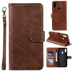 Embossing Geometric Leather Wallet Case for Huawei P20 Lite - Brown