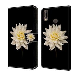 White Flower Crystal PU Leather Protective Wallet Case Cover for Huawei P20 Lite