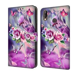 Flower Butterflies Crystal PU Leather Protective Wallet Case Cover for Huawei P20 Lite