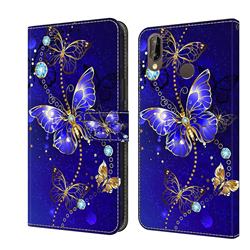 Blue Diamond Butterfly Crystal PU Leather Protective Wallet Case Cover for Huawei P20 Lite