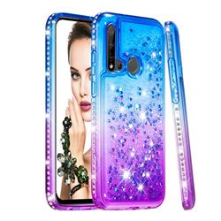 Diamond Frame Liquid Glitter Quicksand Sequins Phone Case for Huawei P20 Lite(2019) - Blue Purple