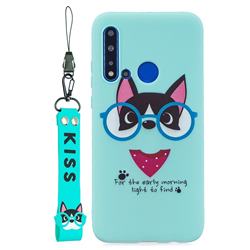 Green Glasses Dog Soft Kiss Candy Hand Strap Silicone Case for Huawei P20 Lite(2019)