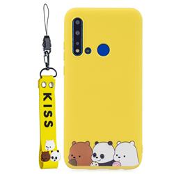 Yellow Bear Family Soft Kiss Candy Hand Strap Silicone Case for Huawei P20 Lite(2019)