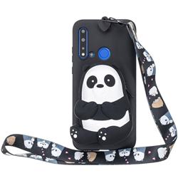 Cute Panda Neck Lanyard Zipper Wallet Silicone Case for Huawei P20 Lite(2019)