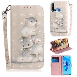 Three Squirrels 3D Painted Leather Wallet Phone Case for Huawei P20 Lite(2019)