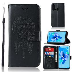 Intricate Embossing Owl Campanula Leather Wallet Case for Huawei P20 Lite(2019) - Black