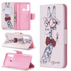Glasses Giraffe Leather Wallet Case for Huawei P20 Lite(2019)