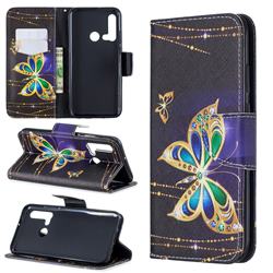 Golden Shining Butterfly Leather Wallet Case for Huawei P20 Lite(2019)