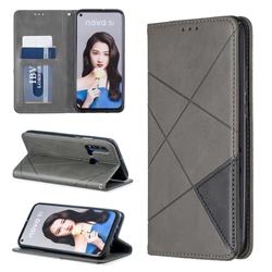 Prismatic Slim Magnetic Sucking Stitching Wallet Flip Cover for Huawei P20 Lite(2019) - Gray