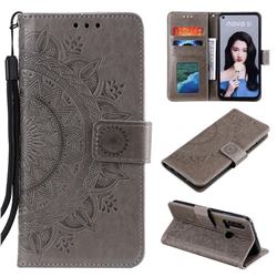 Intricate Embossing Datura Leather Wallet Case for Huawei P20 Lite(2019) - Gray