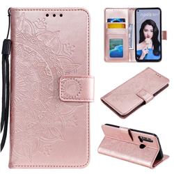 Intricate Embossing Datura Leather Wallet Case for Huawei P20 Lite(2019) - Rose Gold