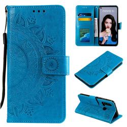 Intricate Embossing Datura Leather Wallet Case for Huawei P20 Lite(2019) - Blue