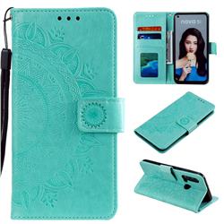 Intricate Embossing Datura Leather Wallet Case for Huawei P20 Lite(2019) - Mint Green