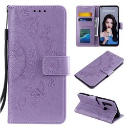 Intricate Embossing Datura Leather Wallet Case for Huawei P20 Lite(2019) - Purple