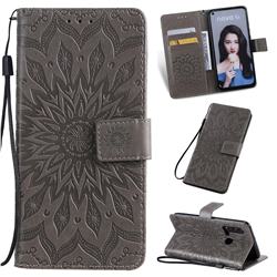 Embossing Sunflower Leather Wallet Case for Huawei P20 Lite(2019) - Gray