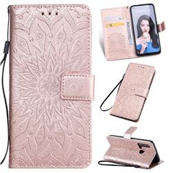 Embossing Sunflower Leather Wallet Case for Huawei P20 Lite(2019) - Rose Gold