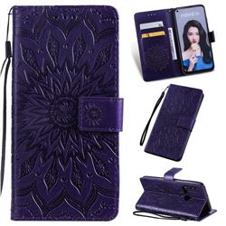 Embossing Sunflower Leather Wallet Case for Huawei P20 Lite(2019) - Purple