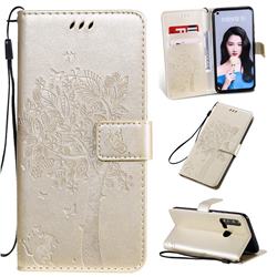 Embossing Butterfly Tree Leather Wallet Case for Huawei P20 Lite(2019) - Champagne