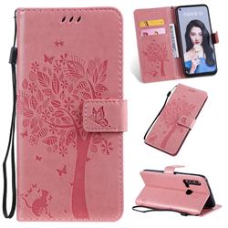 Embossing Butterfly Tree Leather Wallet Case for Huawei P20 Lite(2019) - Pink