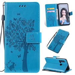 Embossing Butterfly Tree Leather Wallet Case for Huawei P20 Lite(2019) - Blue