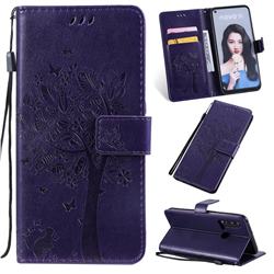 Embossing Butterfly Tree Leather Wallet Case for Huawei P20 Lite(2019) - Purple