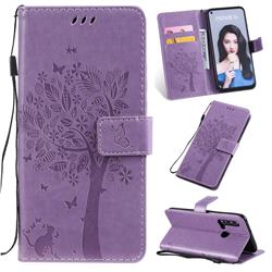 Embossing Butterfly Tree Leather Wallet Case for Huawei P20 Lite(2019) - Violet
