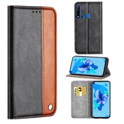 Classic Business Ultra Slim Magnetic Sucking Stitching Flip Cover for Huawei P20 Lite(2019) - Brown