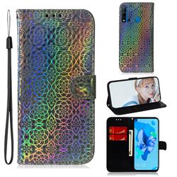 Laser Circle Shining Leather Wallet Phone Case for Huawei P20 Lite(2019) - Silver