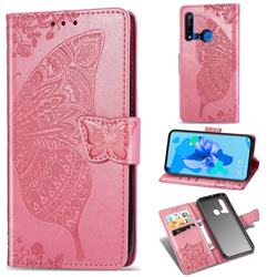 Embossing Mandala Flower Butterfly Leather Wallet Case for Huawei P20 Lite(2019) - Pink