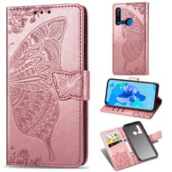 Embossing Mandala Flower Butterfly Leather Wallet Case for Huawei P20 Lite(2019) - Rose Gold
