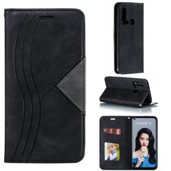 Retro S Streak Magnetic Leather Wallet Phone Case for Huawei P20 Lite(2019) - Black
