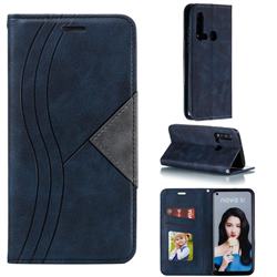 Retro S Streak Magnetic Leather Wallet Phone Case for Huawei P20 Lite(2019) - Blue