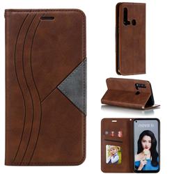 Retro S Streak Magnetic Leather Wallet Phone Case for Huawei P20 Lite(2019) - Brown