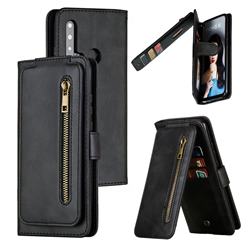 Multifunction 9 Cards Leather Zipper Wallet Phone Case for Huawei P20 Lite(2019) - Black
