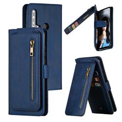 Multifunction 9 Cards Leather Zipper Wallet Phone Case for Huawei P20 Lite(2019) - Blue