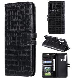 Luxury Crocodile Magnetic Leather Wallet Phone Case for Huawei P20 Lite(2019) - Black