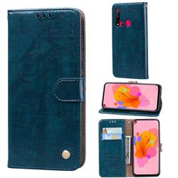 Luxury Retro Oil Wax PU Leather Wallet Phone Case for Huawei P20 Lite(2019) - Sapphire