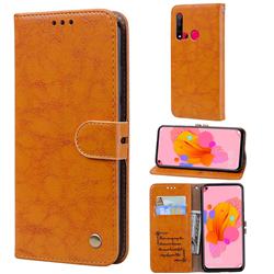 Luxury Retro Oil Wax PU Leather Wallet Phone Case for Huawei P20 Lite(2019) - Orange Yellow
